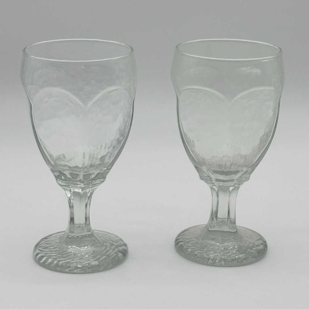 Set of 2 Vintage Libbey Chivalry Clear 6.5" Wine/Water Textured Goblets